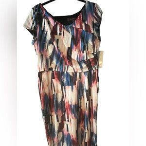 Women's Midi Multicolor Watercolor Dress- unbranded- Size L